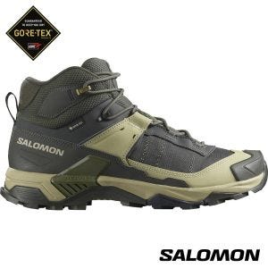 Salomon 男 X ULTRA 5 Goretex 中筒登山鞋 泥炭黑/灰綠/夜藍