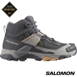 Salomon 女 X ULTRA 5 Goretex 中筒登山鞋 黑灰/海鷗灰/黏土棕