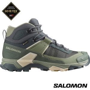 Salomon 女 X ULTRA 5 Goretex 中筒登山鞋 亂流灰/石灰/嫩桃粉