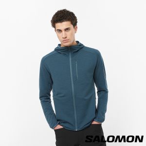 Salomon 男 ESSENTIAL 刷毛外套 夜軍藍
