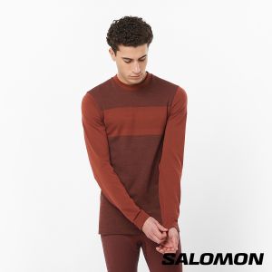 Salomon 男 SNTIAL 羊毛保暖長袖上衣 葡萄紅