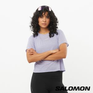 Salomon 女 SHKout AIR 短版短袖Tee 灰藍