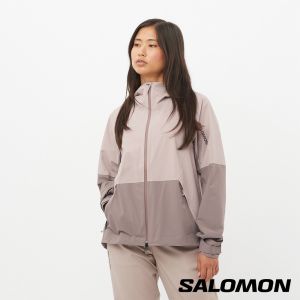Salomon 女 OUTERPATH 2.5L 防水外套 鋼鐵灰/燕麥