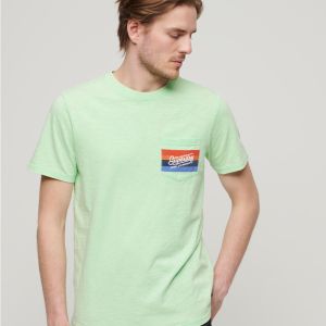 SUPERDRY 男裝 短袖T恤 Cali Striped Logo 霓虹薄荷綠