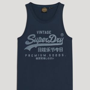 SUPERDRY 男裝 背心 經典大LOGO Classic VL Heritage 海軍藍