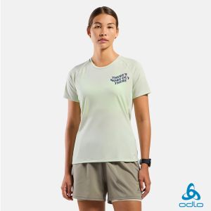 瑞士 ODLO 女 印花 吸濕排汗 短袖T-SHIRT 蘋綠