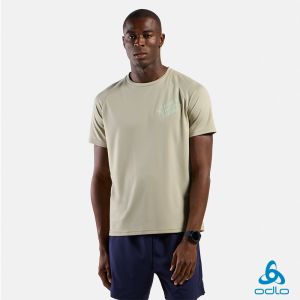 瑞士 ODLO 男 印花 吸濕排汗 短袖T-SHIRT 瑪瑙灰