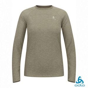 瑞士 ODLO 女 銀離子 SEAMLESS 無縫編織 長袖T-SHIRT  草灰麻花