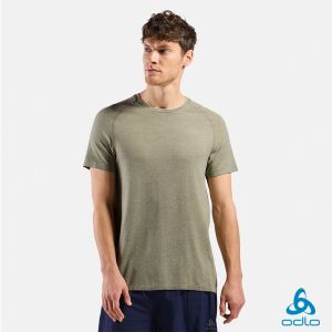 瑞士 ODLO 男 銀離子 無縫編織 SEAMLESS 短袖T-SHIRT 草灰麻花