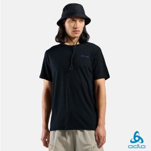 瑞士 ODLO 男 POW 混天絲 羊毛 短袖T-Shirt 黑麻花