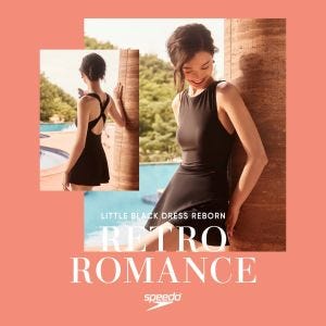 Speedo 女 美型連身裙泳裝 LBD2 Crossback 黑