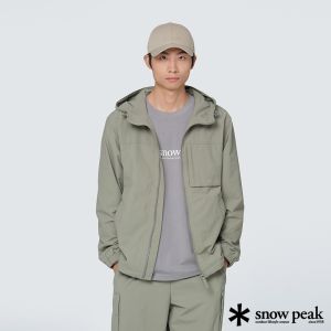 Snow Peak 男 Cample 口袋連帽防風外套 卡其灰