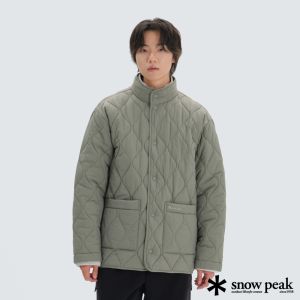Snow Peak 中性款 再生中長版波浪絎縫夾克 卡其色