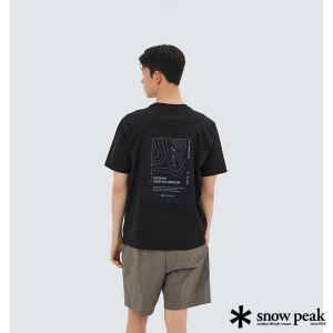 Snow Peak 男 Aerocool 等高線圖案T恤 黑