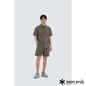 Snow Peak 男 Taslan兩口袋短袖襯衫 卡其