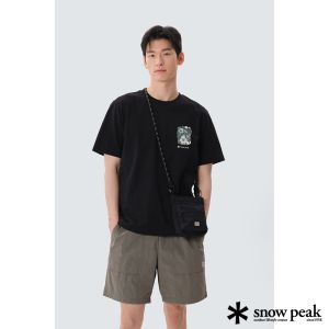 Snow Peak 中性款 棉質熱帶圖案短袖T恤 黑