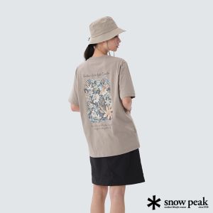 Snow Peak 中性款 棉質熱帶圖案短袖T恤 霧灰