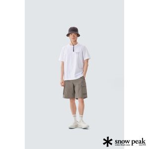 Snow Peak 男 Taslan 織紋網眼口袋短褲 復古卡其
