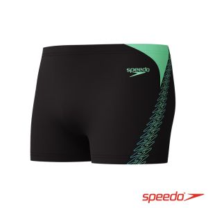 Speedo 男 運動四角泳褲HyperBoom Splice 黑/極光綠