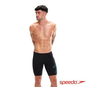 Speedo 男 運動及膝泳褲 Boom Logo 黑/藍