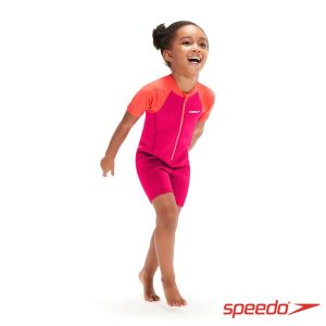 Speedo 幼童 連身式防寒泳衣 粉/橘