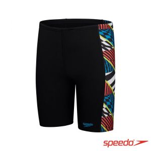 Speedo 男孩 運動及膝泳褲 Digital 黑/白/閃電藍