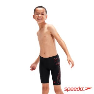 Speedo 男孩 運動及膝泳褲 Plastisol 黑/紅/灰