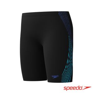 Speedo 男孩 運動及膝泳褲Plastisol 黑/鈷藍