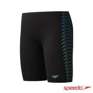 Speedo 男孩 運動及膝泳褲 Plastisol 黑/青綠