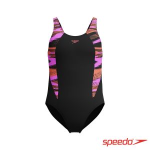 Speedo 女孩 運動連身泳裝HyperBoom Splice 黑/紫/橘