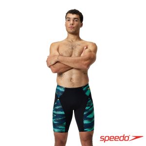 Speedo 男 運動及膝壓縮泳褲 END+ MAX 黑/北極藍綠