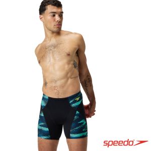 Speedo 男 運動加長四角壓縮泳褲END+ MAX 黑/北極藍綠