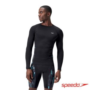 Speedo 男 長袖防曬衣ECO Endurance+ 黑/炭灰/綠