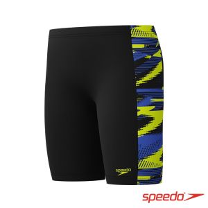 Speedo 男孩 運動及膝泳褲HyperBoom 黑/黃/藍