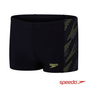 Speedo 男孩 運動四角泳褲 HyperBoom 黑/檸檬黃