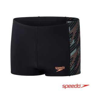 Speedo 男孩 運動四角泳褲 HyperBoom 黑/田園綠/暖橙