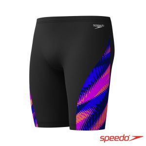 Speedo 男 競技及膝泳褲Allover V-Cut 黑/火焰藍紫