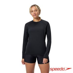 Speedo 女 長袖防曬衣 黑