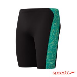 Speedo 男 運動及膝泳褲HyperBoom Panel 黑/寶石綠