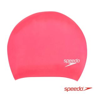 Speedo 成人長髮用矽膠泳帽 Long Hair 桃紅