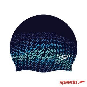 Speedo 成人矽膠泳帽 Printed 孔雀藍