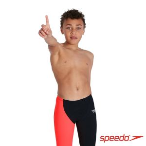 Speedo 男孩 競技及膝泳褲 Endurance+ 黑/紅