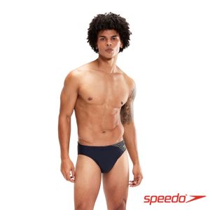 Speedo男 運動三角泳褲 Medley Logo 深藍/黃