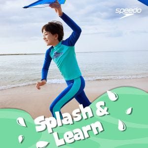 Speedo 男孩 防曬長褲Splash ＆ Learn 鈷藍/北極藍