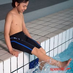 Speedo 男孩 運動及膝泳褲Hero5 黑/藍