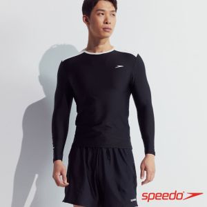 Speedo 男 長袖防曬上衣SunProtection2.0 黑/白