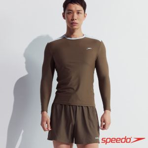 Speedo 男 長袖防曬上衣SunProtection2.0 棕/藍