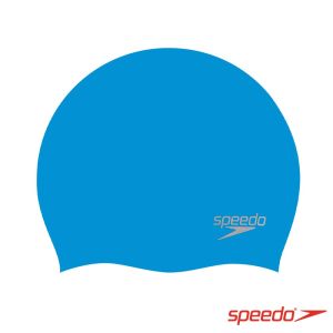 Speedo 成人矽膠泳帽 Plain Moulded 海洋藍