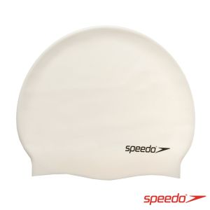 Speedo 成人矽膠泳帽 Plain Flat 白