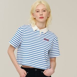 SUPERDRY 韓版 女款 POLO衫 橄欖球衫 Stripe Crop 藍